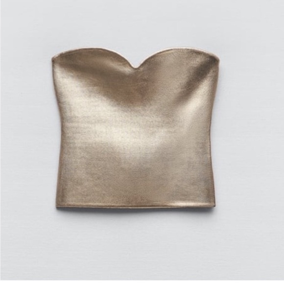 Zara Gold KNIT BUSTIER TOP - Picture 15 of 16